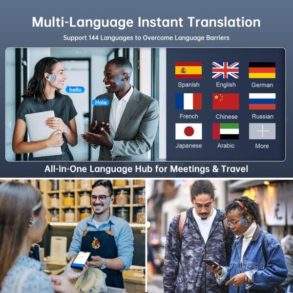 Real-Time AI Translation Earbuds | 144-Language 3-in-1 Wireless Headphones for Global Communication – Travel, Business, & Learning (iOS/Android Compatible) - Image 2