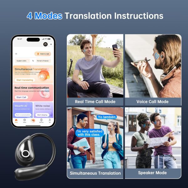 Real-Time AI Translation Earbuds | 144-Language 3-in-1 Wireless Headphones for Global Communication – Travel, Business, & Learning (iOS/Android Compatible) - Image 3